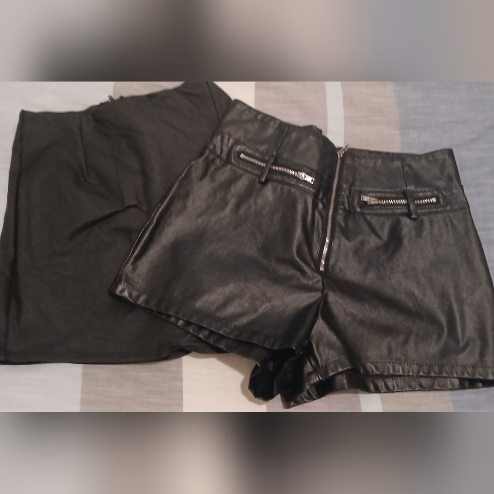 Two hot pants/shorts from SHEIN Black Faux Leather and Windsor Spandex, Medium